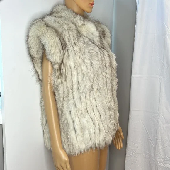 Vintage Gray Real Fox Fur Vest - Picture 2 of 10